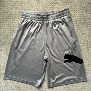 Gently Worn Puma Gray Athletic Shorts with Black Logo size 14/16